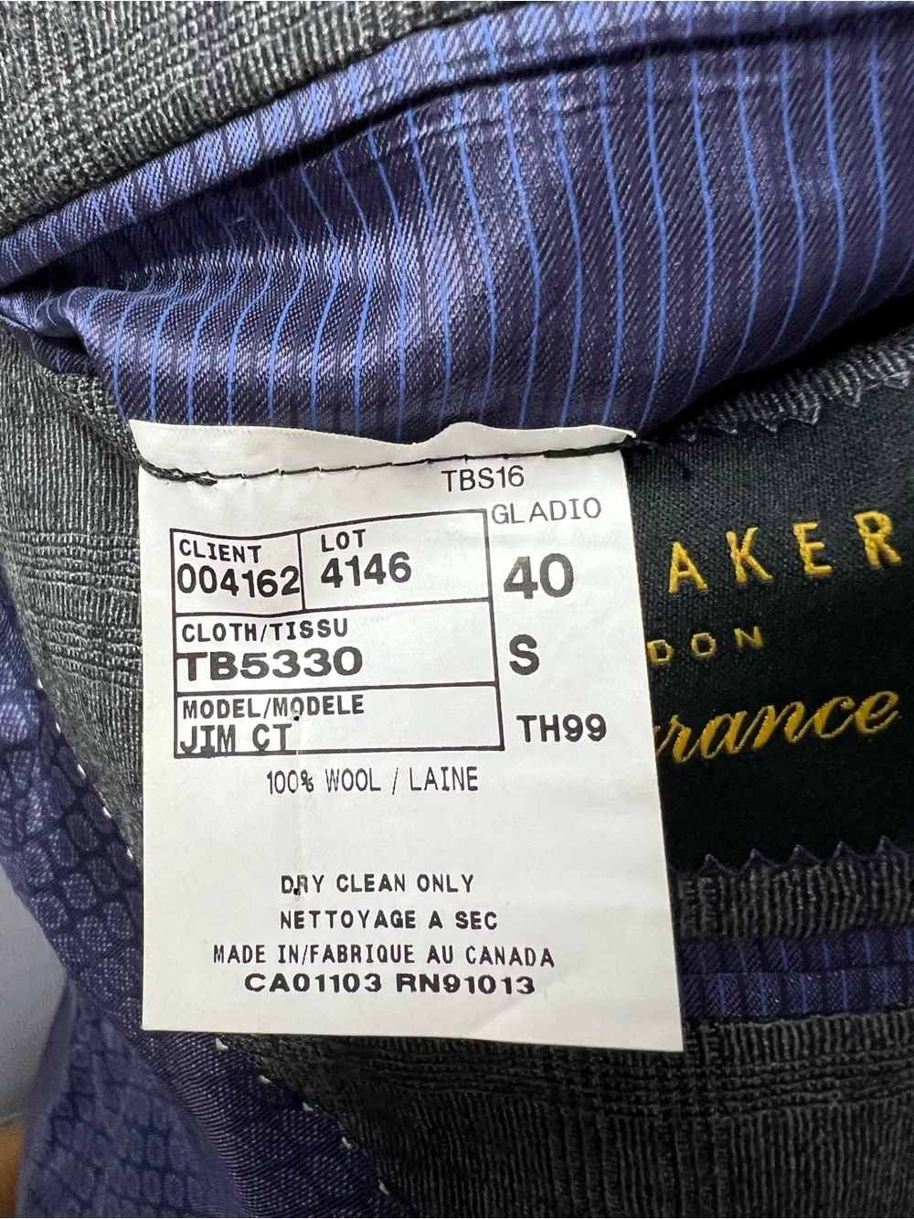 Ted Baker Endurance Men's 40S Slim Fit Gray Purple Plaid Wool Blazer Jacket